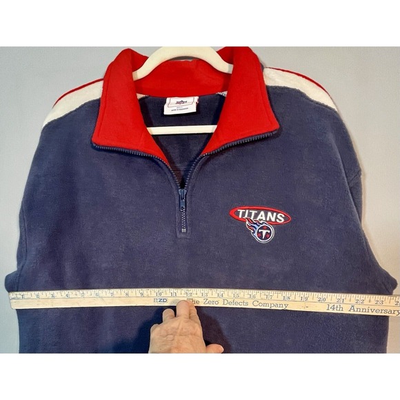 Y2K Tennessee Titans NFL Fleece 1/4 Zip Pullover Mens Large Blue Red Logo - Picture 12 of 14